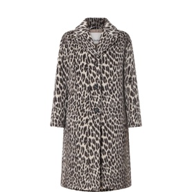 Max Mara S Ecru Spotted leopard-print wool alpaca coat with notched lapels and single-button fastening