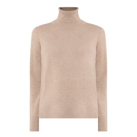 Max Mara S clay melange wool turtleneck jumper with long sleeves and relaxed fit, no model