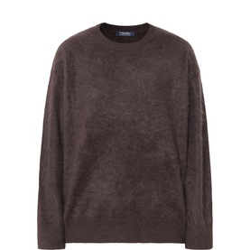 Max Mara S brown 100% cashmere crew-neck sweater with relaxed fit and ribbed cuffs and hem, no model