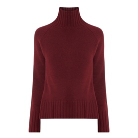 Max Mara S Mantova Turtleneck Sweater in bordeaux wool-cashmere blend with chunky ribbed cuffs and hem, long sleeves