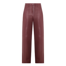 Max Mara S Sospiro Faux Leather Straight Trousers in bordeaux with belt loops, side pockets, and zip closure