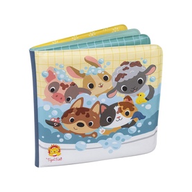 Tiger Tribe multi-coloured children's bath book featuring cartoon animals playing in a bubble bath, with soft padded pages