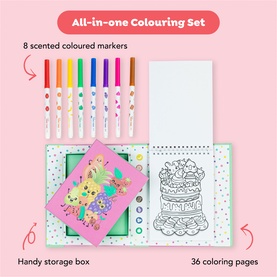 Tiger Tribe All-in-one Colouring Set with 8 scented markers, handy storage box, and 36 colouring pages in multi colours