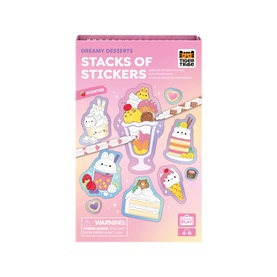 Tiger Tribe Dreamy Desserts Stacks of Stickers set, multicoloured kawaii dessert and bunny scented sticker pack in pink box