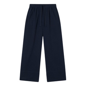 Whistles blue wide-leg trousers with elasticated waist and relaxed silhouette, shown flat