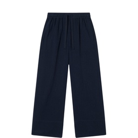 Cheesecloth Cropped Wide Leg Trousers