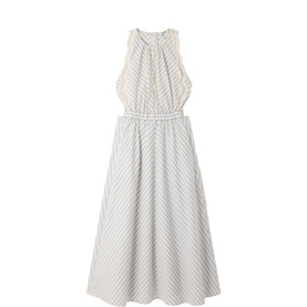 Striped Bow Back Flared Dress