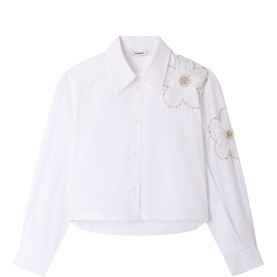 Oversized Embroidered Floral Shirt