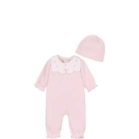 Marnie Knitted Floral Babygrow & Hat Two-Piece Set