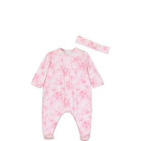 Mary Floral Bow Babygrow & Headband Two-Piece Set