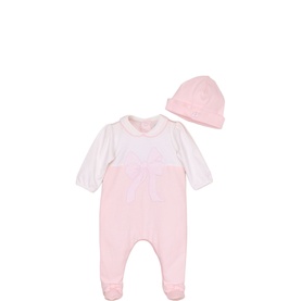 Maya Applique Bow Babygrow & Logo Hat Two-Piece Set