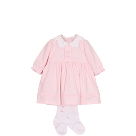 Maggie Bow Embroidered Dress & Tights Two-Piece Set