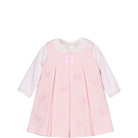 Mitzi Embroidered Bow Pinafore & Babygrow Two-Piece Set
