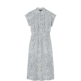 Flecked Animal Collared Flared Dress