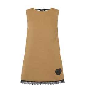 Logo Patch Lace-Trim Mini Shift Dress