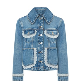 Lace-Trim Denim Jacket