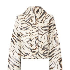 Zebra Print Laminated Denim Jacket