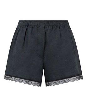 Lace-Trim Linen Shorts