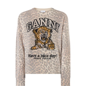Tiger Logo Leopard Print Sweater