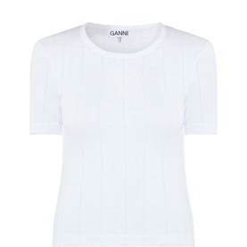Pointelle Rib-Knit T-Shirt