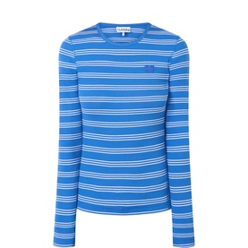 Butterfly Logo Striped Long-Sleeved Top