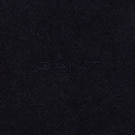 Gant wool scarf in Evening Blue with tonal embroidered logo detail, 100% wool construction