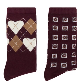 Two-Pack Logo Argyle Heart Socks