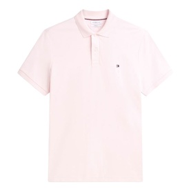 Tommy Hilfiger Pink Lily piqu&eacute; polo shirt with short sleeves, two-button placket, and embroidered flag logo on chest