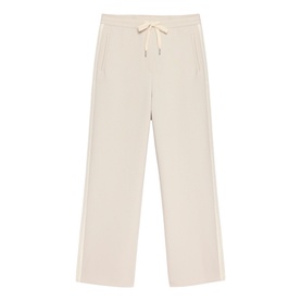 Mint Velvet cream wide-leg drawstring trousers with elasticated waistband and straight hem