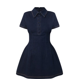Voluminous Denim Mini Shirt Dress