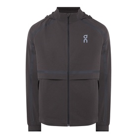 On Running Casual Jacket in Espresso, full-zip hooded design with contrast panel detailing and logo to chest.