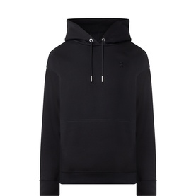 On Running black pullover hoodie with drawstring hood, tonal logo embroidery and ribbed cuffs, cotton-polyester blend