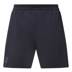 On Running black performance shorts with elasticated waistband and logo detail, lightweight polyamide fabric