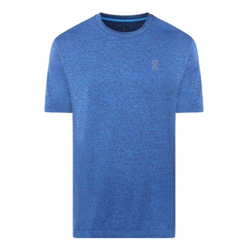 On Running Jay Heather blue marl performance T-shirt with crew neck, short sleeves, and small logo print at chest