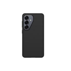 Black smartphone protective case fitted to a Samsung device, showing triple camera cutout and slim matte finish