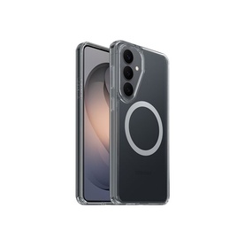 Otterbox clear phone case with magnetic ring, shown front and back on a Samsung smartphone with triple camera