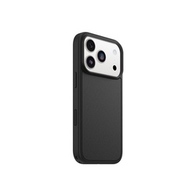 Otterbox black iPhone case with camera cutout, matte finish, slim profile with raised edges for screen protection