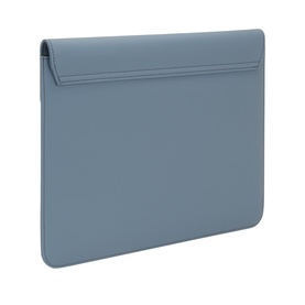 Rains Laptop Case in Blue Dusk, smooth polyurethane-coated finish with fold-over magnetic flap closure