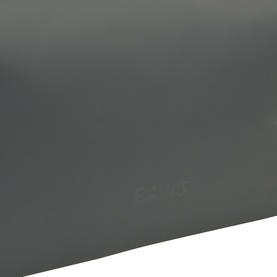 Rains Wash Bag in Dark Grey, smooth polyurethane-coated finish with subtle embossed logo detail