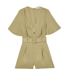 Sansi Belted Linen Playsuit