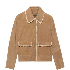 Lace Trim Suede Jacket