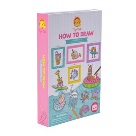 Tiger Tribe How To Draw set in multi, book-style box featuring illustrated drawing examples including animals and food characters