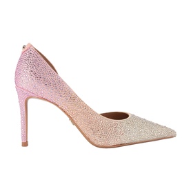 Carvela crystal-embellished pointed-toe stiletto court shoe in pink to nude ombre gradient with gold back detail
