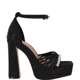 Crystal Strap Platform Block Heels
