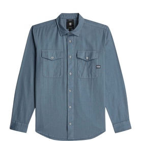 Marine Logo Patch Slim Fit Casual Shirt