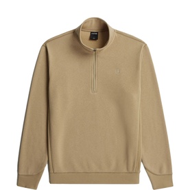 G-Star desert sand half-zip sweatshirt with ribbed cuffs, hem and collar, and small chest logo embroidery