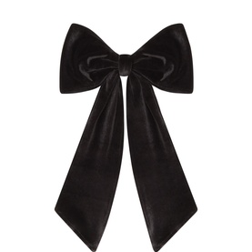 Luxury Garlands Black Velvet Pre-Tied Bow 35cm with long flowing tails and handcrafted single-sided velvet finish.