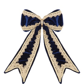 Navy Velvet Pre-Tied Bow 44cm