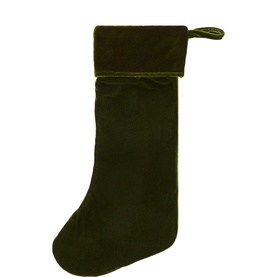 Luxury Garlands green velvet Christmas stocking with folded cuff, hanging loop, and understated classic design