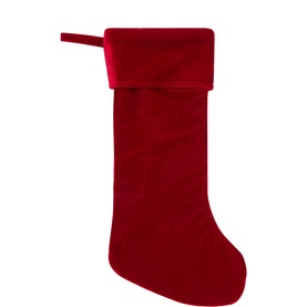 Luxury Garlands Deep Red Velvet Christmas Stocking 52cm with folded cuff, hanging loop, and classic silhouette